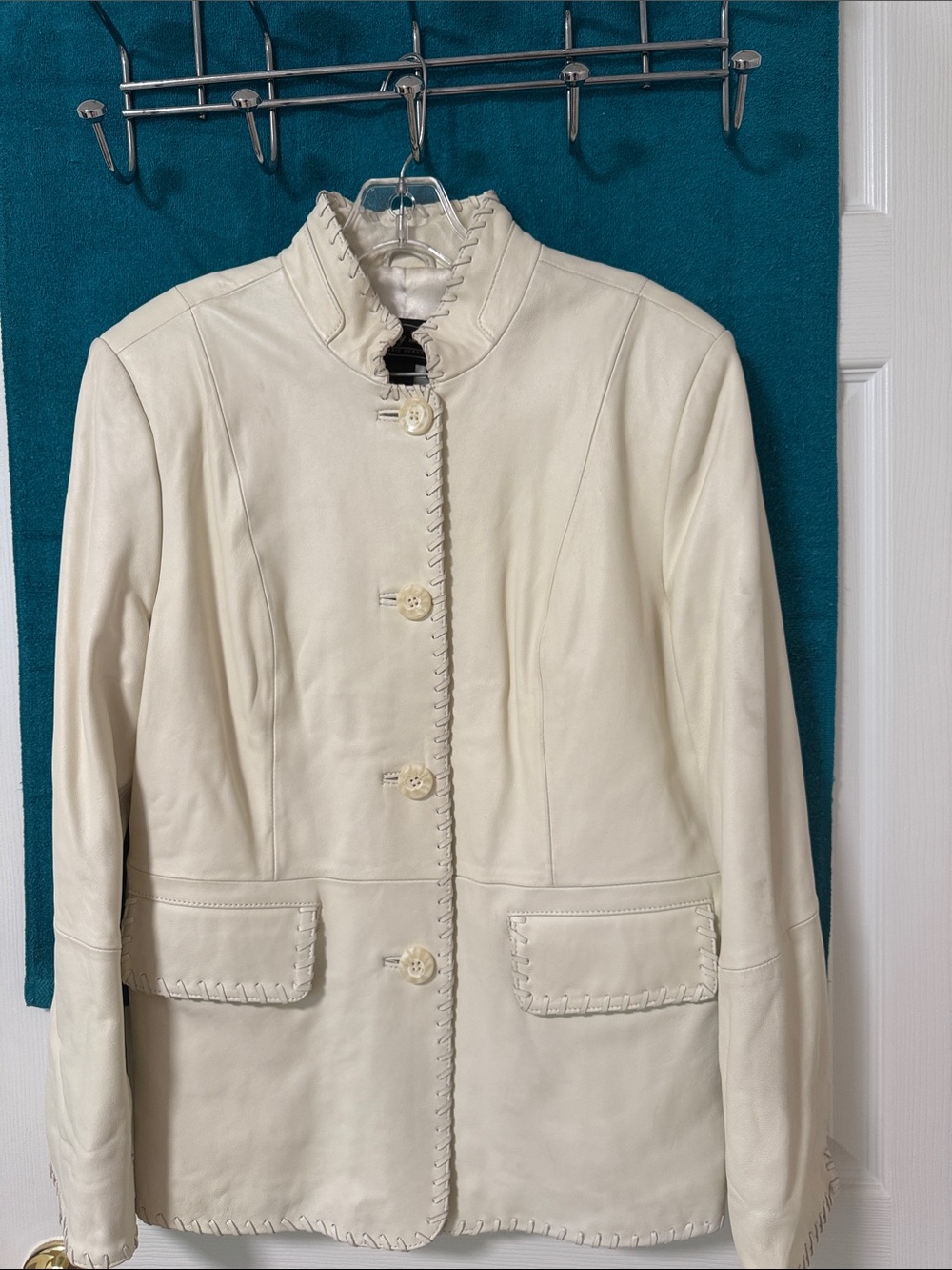 Vintage Terry Lewis Luxuries White Leather Jacket